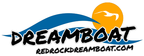 A logo of dreamboat, with the name and logo on it.