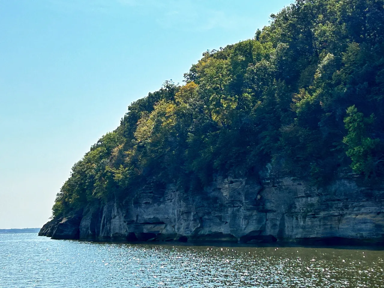 A large cliff with trees on it's side.